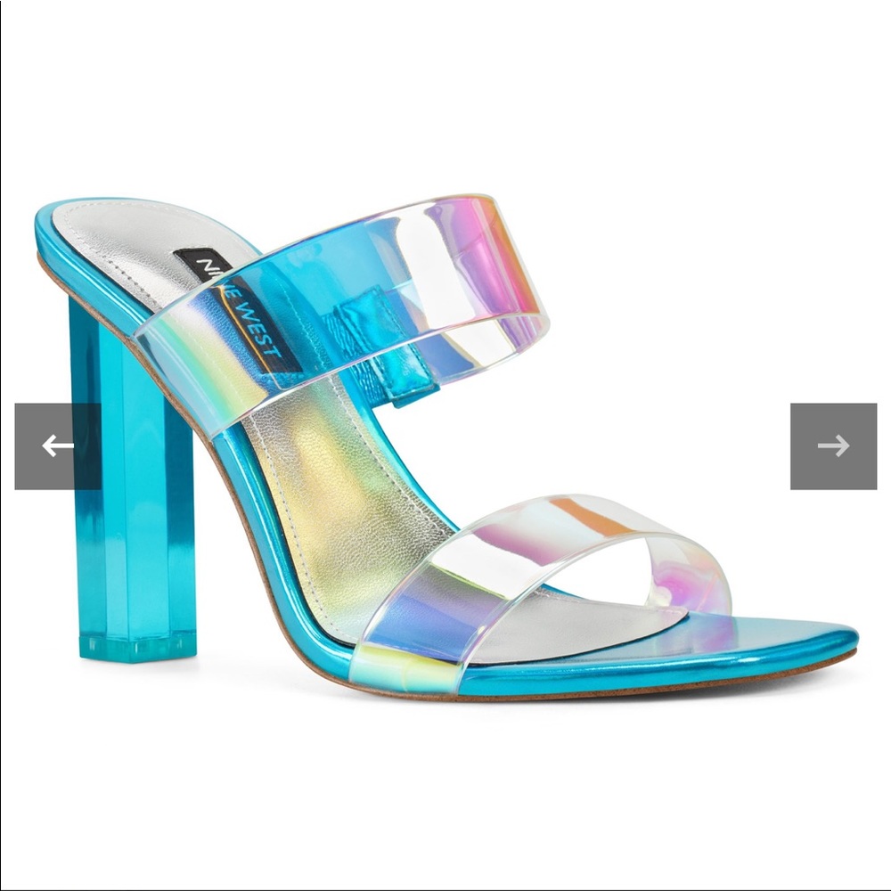 Nine West Zabbi Holographic Heeled Slide Sandals